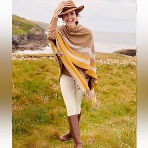 NWT Talbots Shawl, Colorblock Knit Ruana in Heritage
